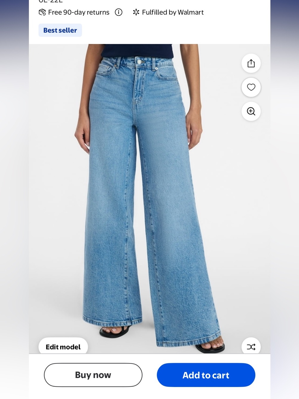NWT Time and Tru Light Blue High-Rise Wide Leg Jeans
